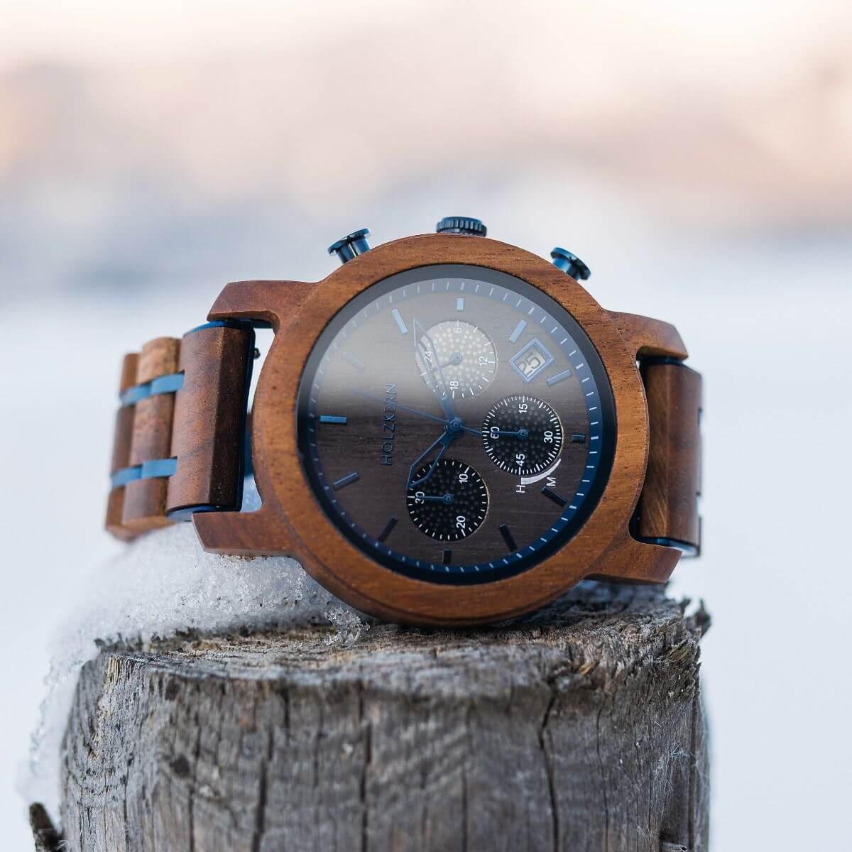 HOLZKERN Gipfeltraum Waldlauf Solar Limited Edition Herren Holzarmbanduhr