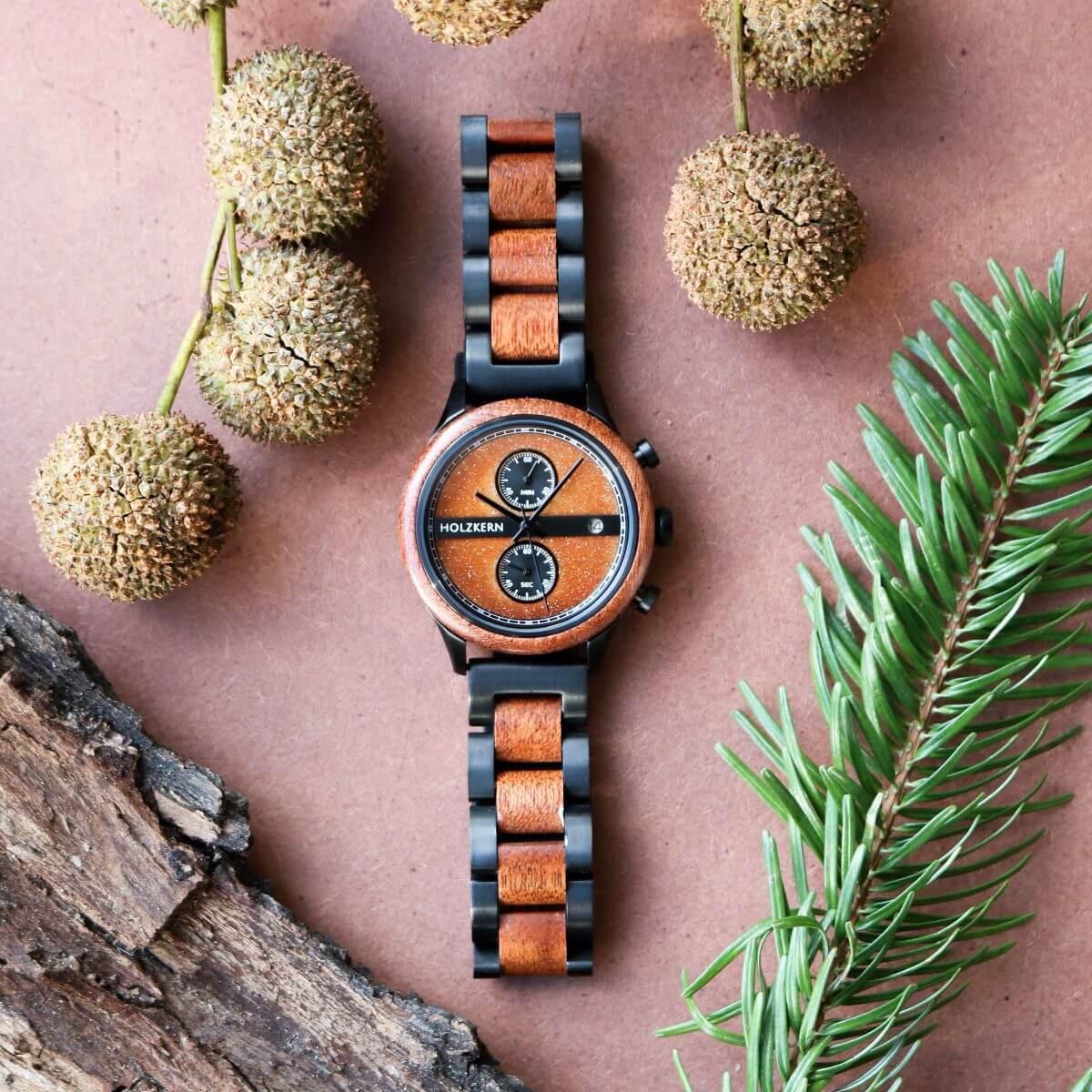 HOLZKERN Golden Gate Highline Damen Holzarmbanduhr