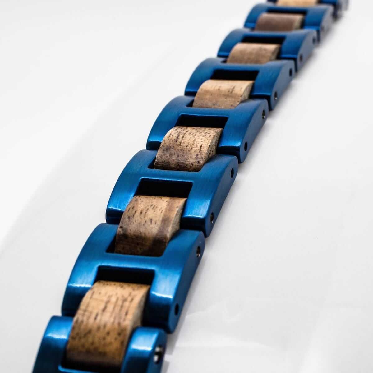 HOLZKERN Armband Acoustic Marmorholz Blau