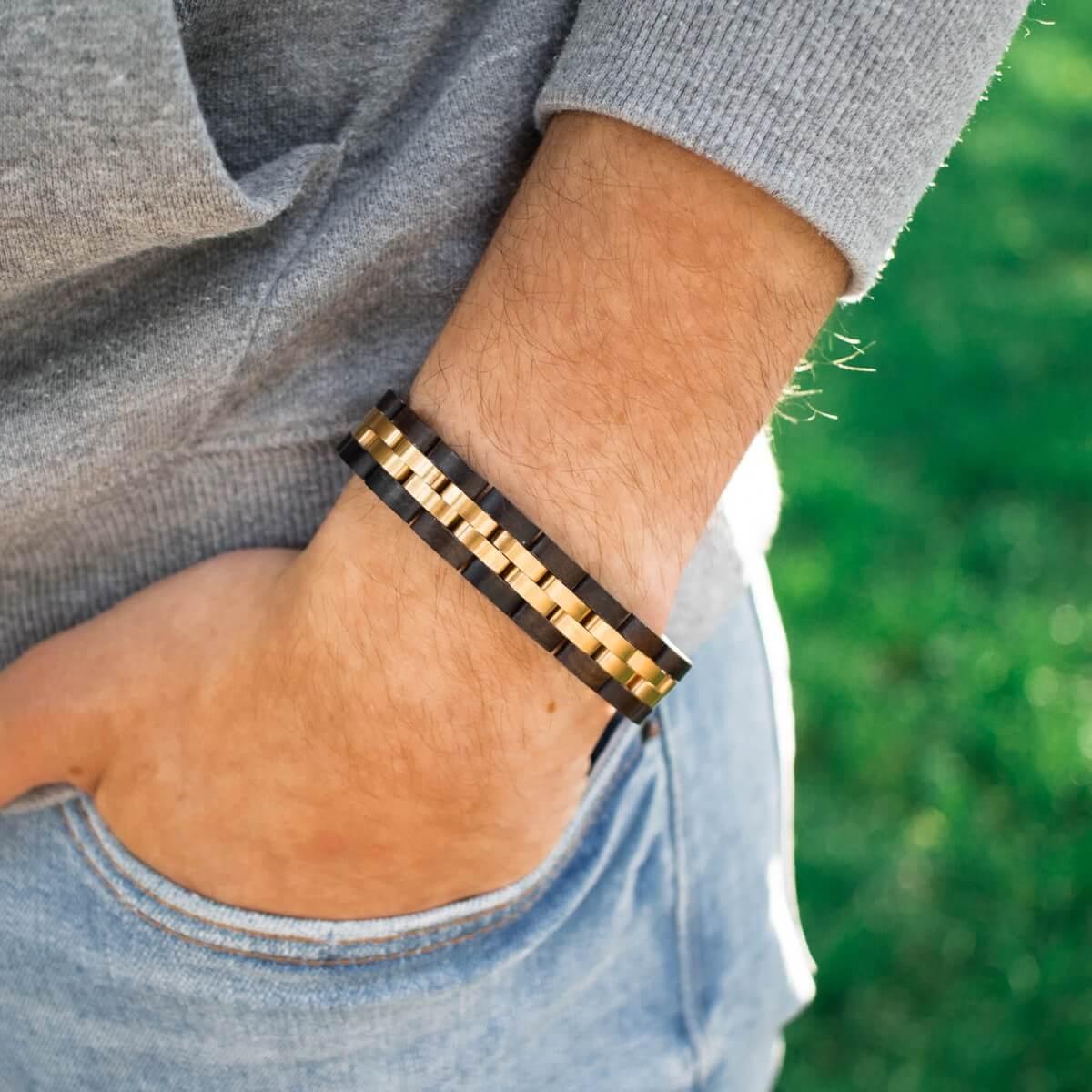 HOLZKERN Armband Menuett Leadwood Gold