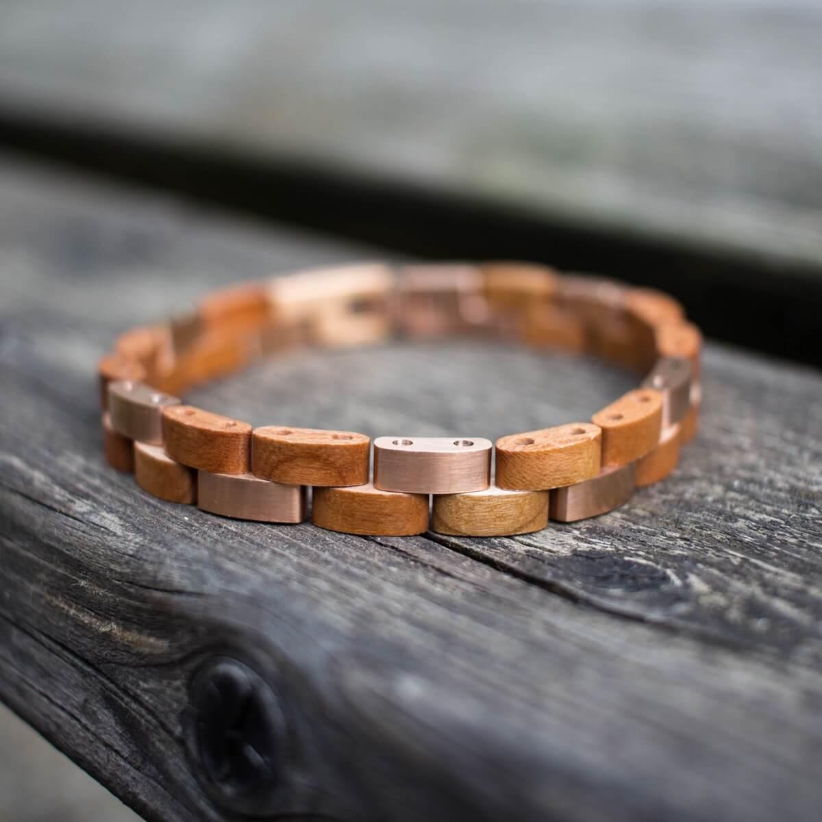 HOLZKERN Armband Rondo Kirschholz Roségold