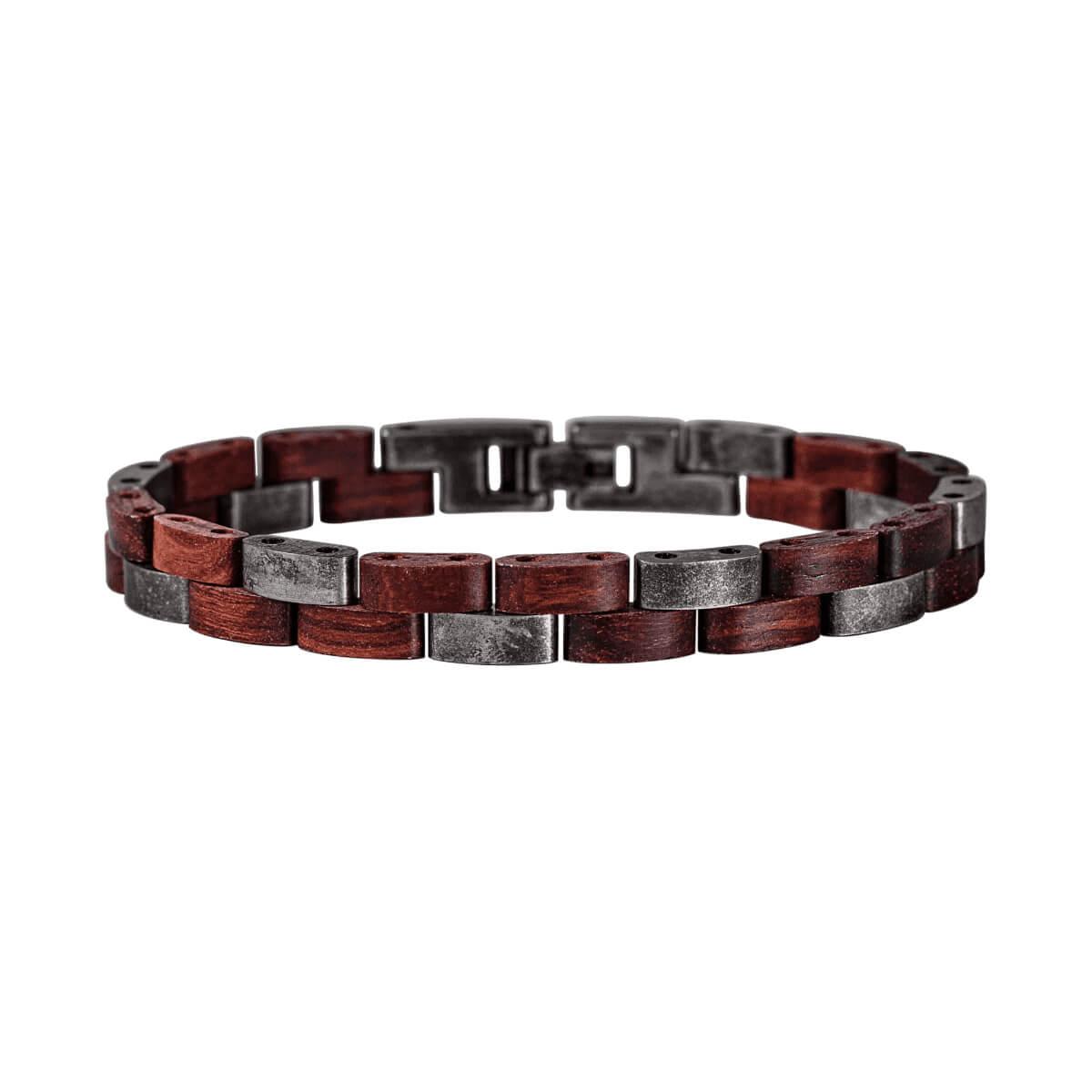 HOLZKERN Armband Rondo Padoukholz Antiksilber