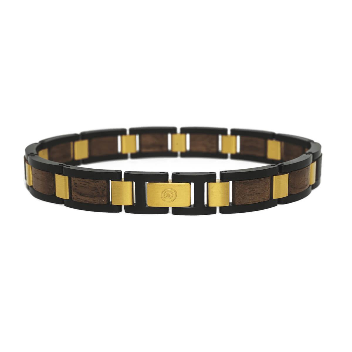 HOLZKERN Armband Bandlet Symphonie Walnuss Gold Schwarz