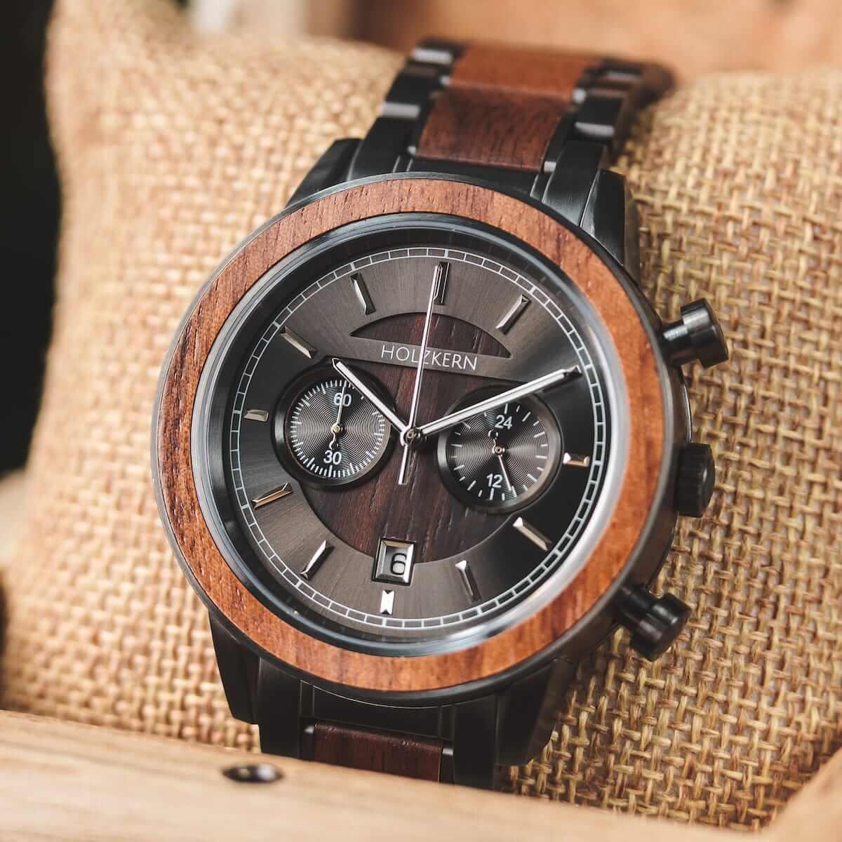 HOLZKERN Wright Aviation Herren Holzarmbanduhr