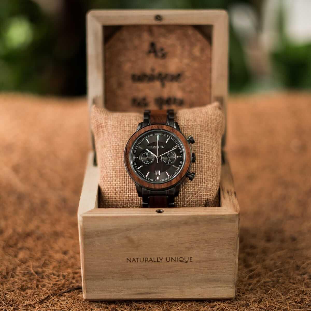 HOLZKERN Wright Aviation Herren Holzarmbanduhr