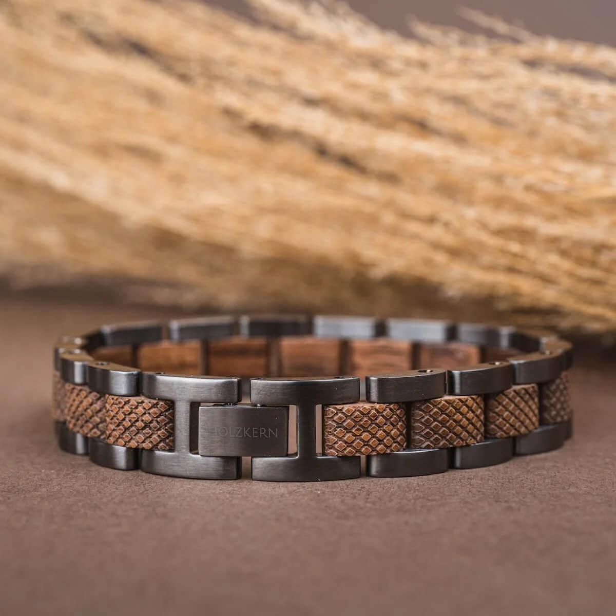 HOLZKERN | Accord (Walnussholz / Grau) Armband Bandlet