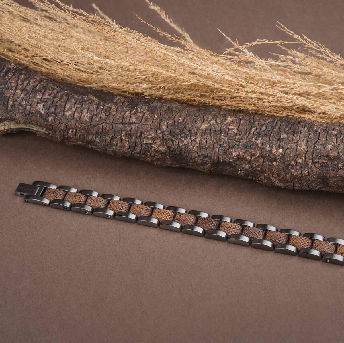 HOLZKERN | Accord (Walnussholz / Grau) Armband Bandlet