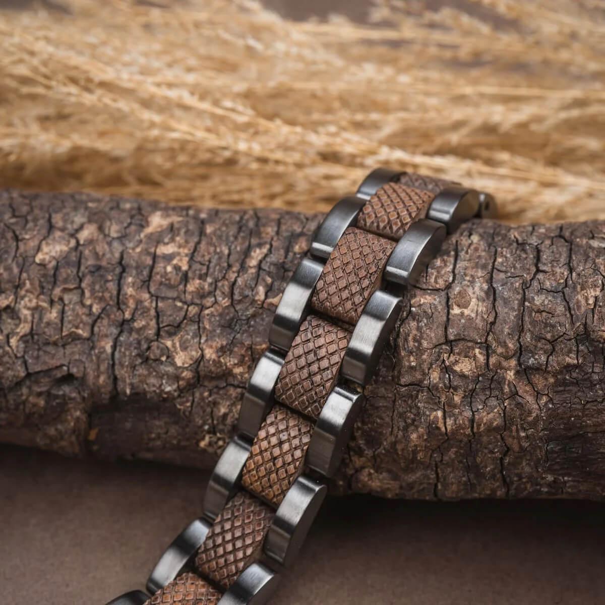 HOLZKERN | Accord (Walnussholz / Grau) Armband Bandlet