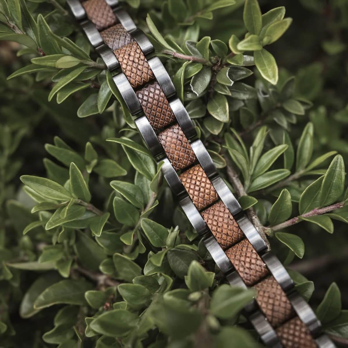 HOLZKERN | Accord (Walnussholz / Grau) Armband Bandlet