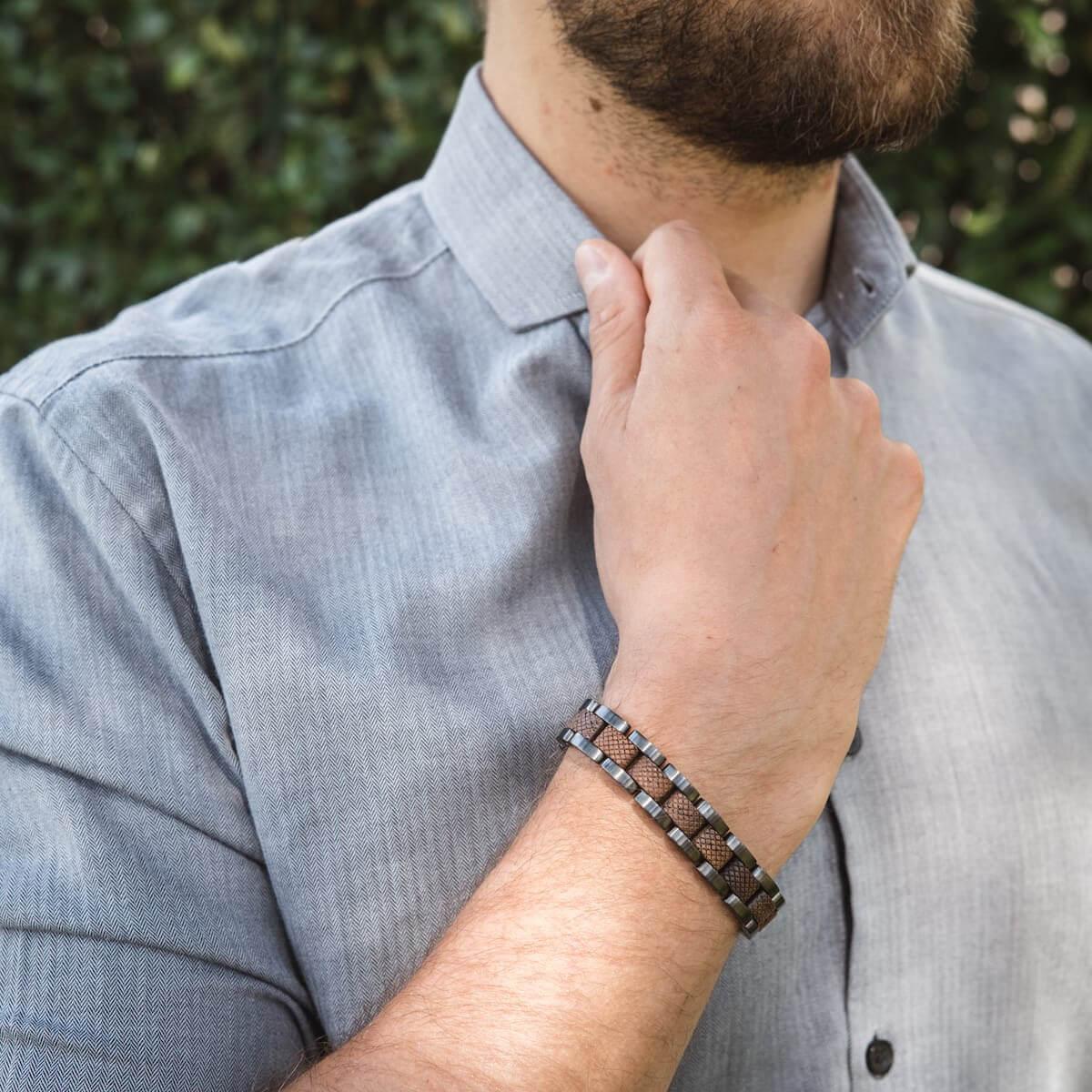 HOLZKERN | Accord (Walnussholz / Grau) Armband Bandlet