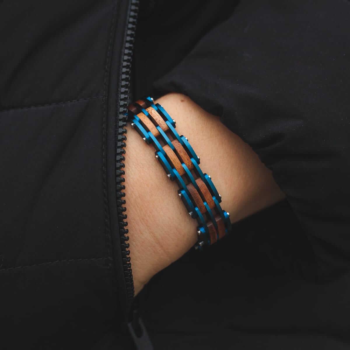 HOLZKERN | Bandlett Armband ADAGIO (Koaholz / Blau)