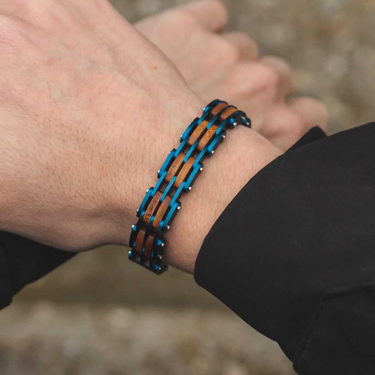 HOLZKERN | Bandlett Armband ADAGIO (Koaholz / Blau)