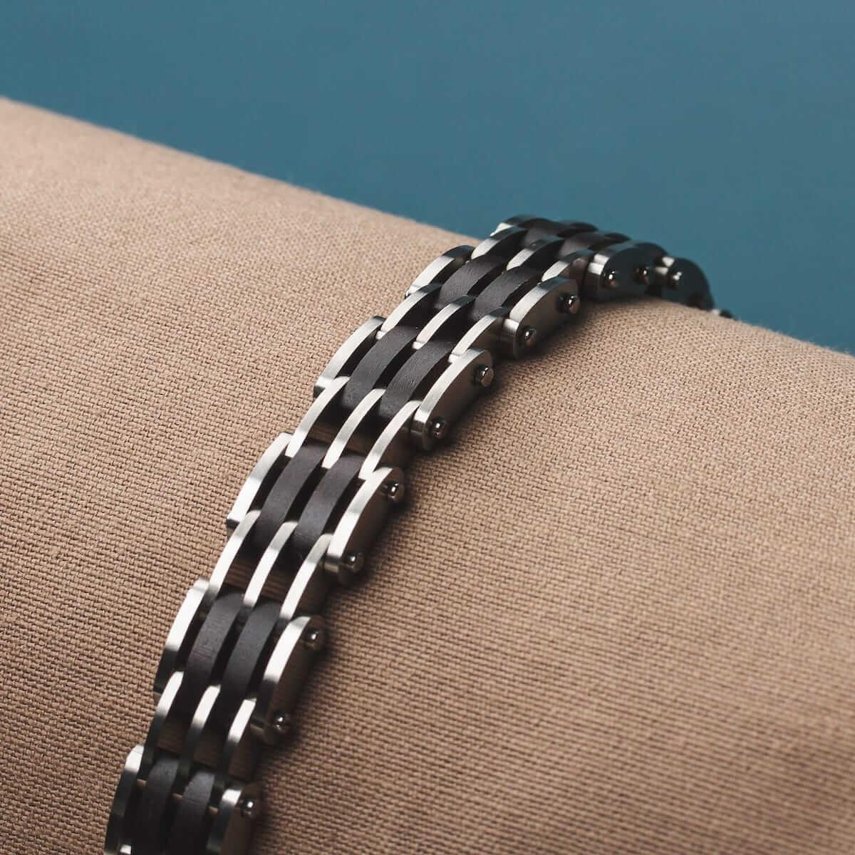 HOLZKERN | Bandlett Armband ADAGIO (Leadwood / Silber)