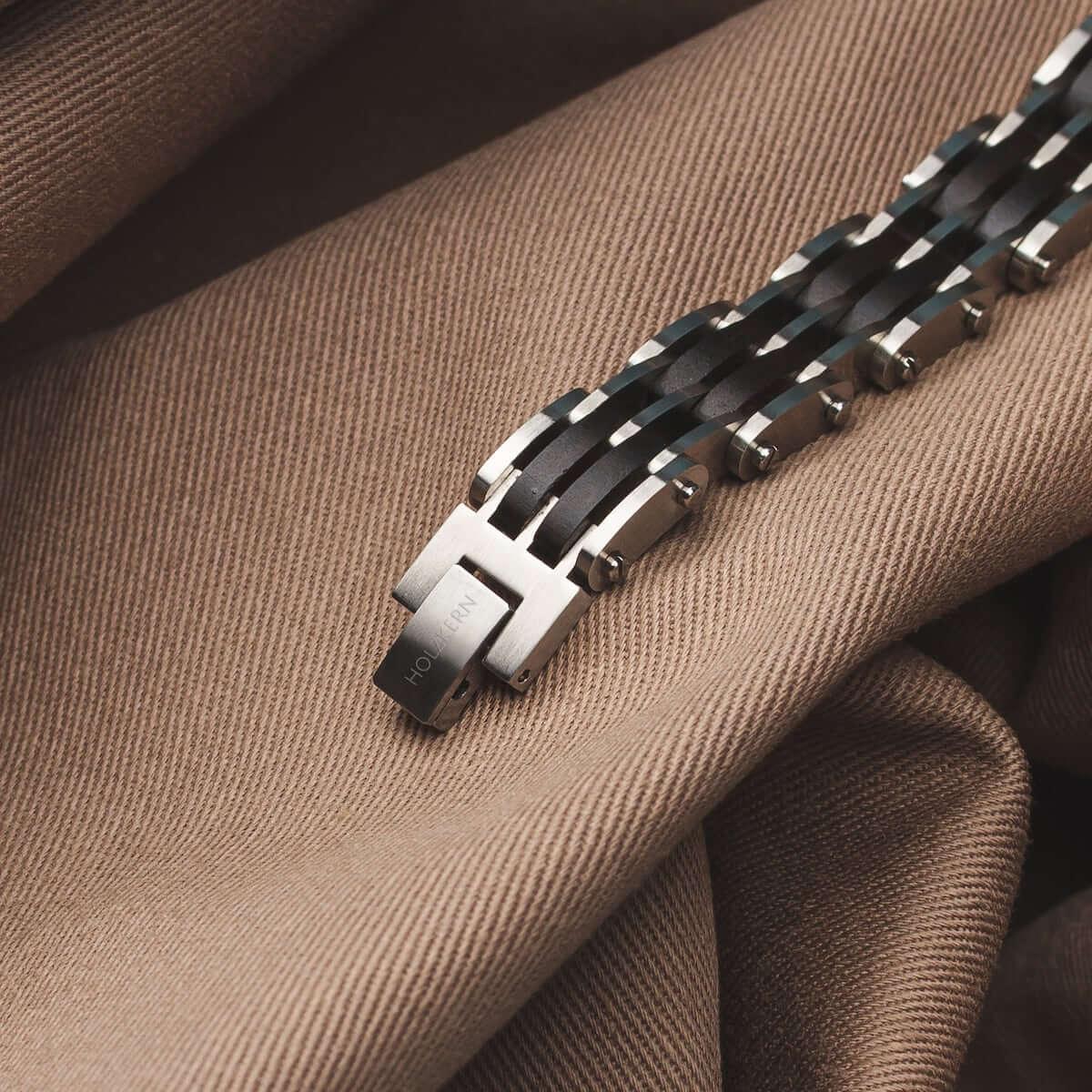 HOLZKERN | Bandlett Armband ADAGIO (Leadwood / Silber)