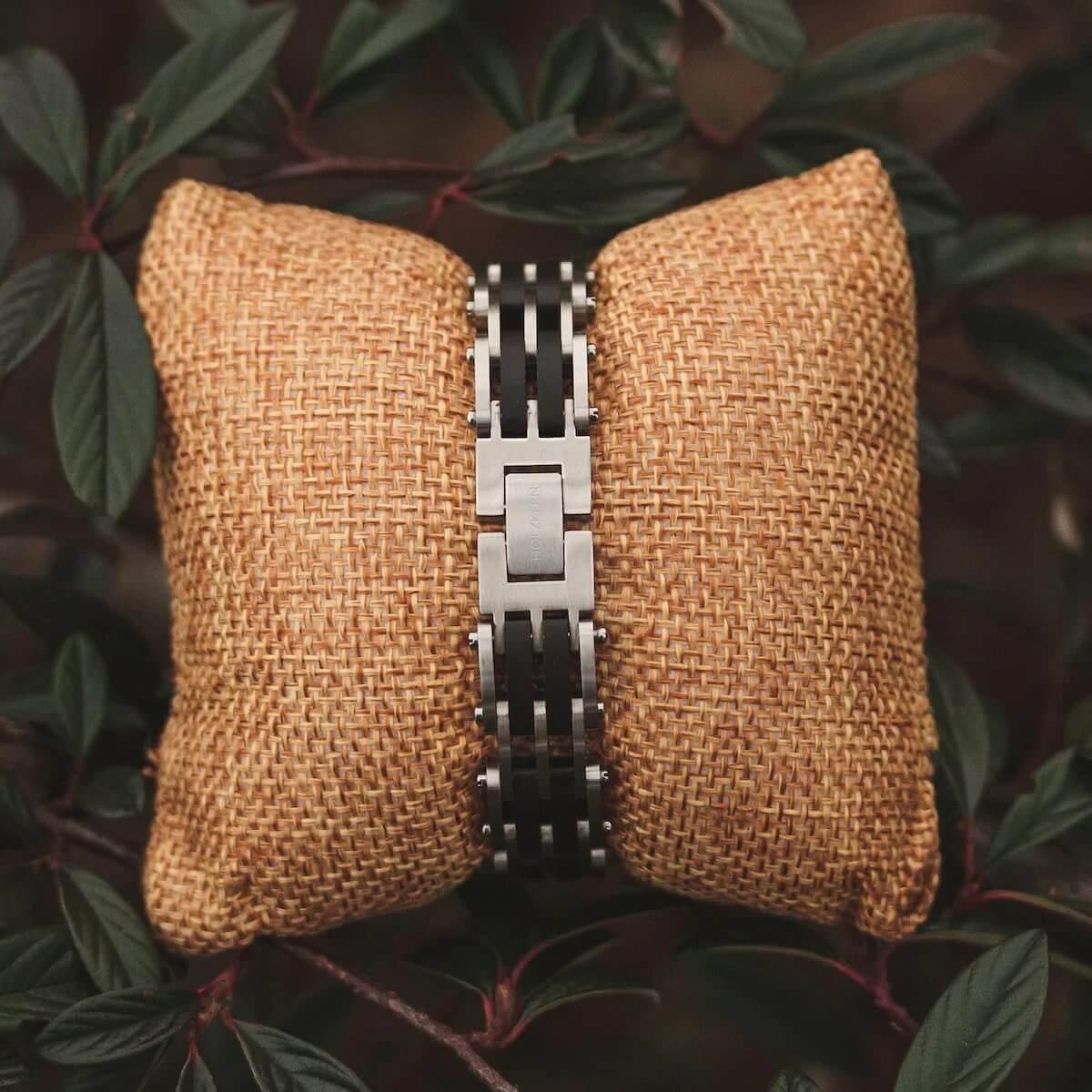 HOLZKERN | Bandlett Armband ADAGIO (Leadwood / Silber)