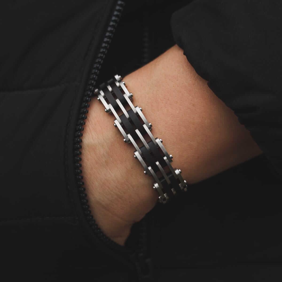 HOLZKERN | Bandlett Armband ADAGIO (Leadwood / Silber)