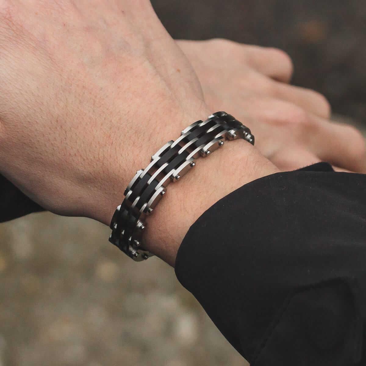 HOLZKERN | Bandlett Armband ADAGIO (Leadwood / Silber)