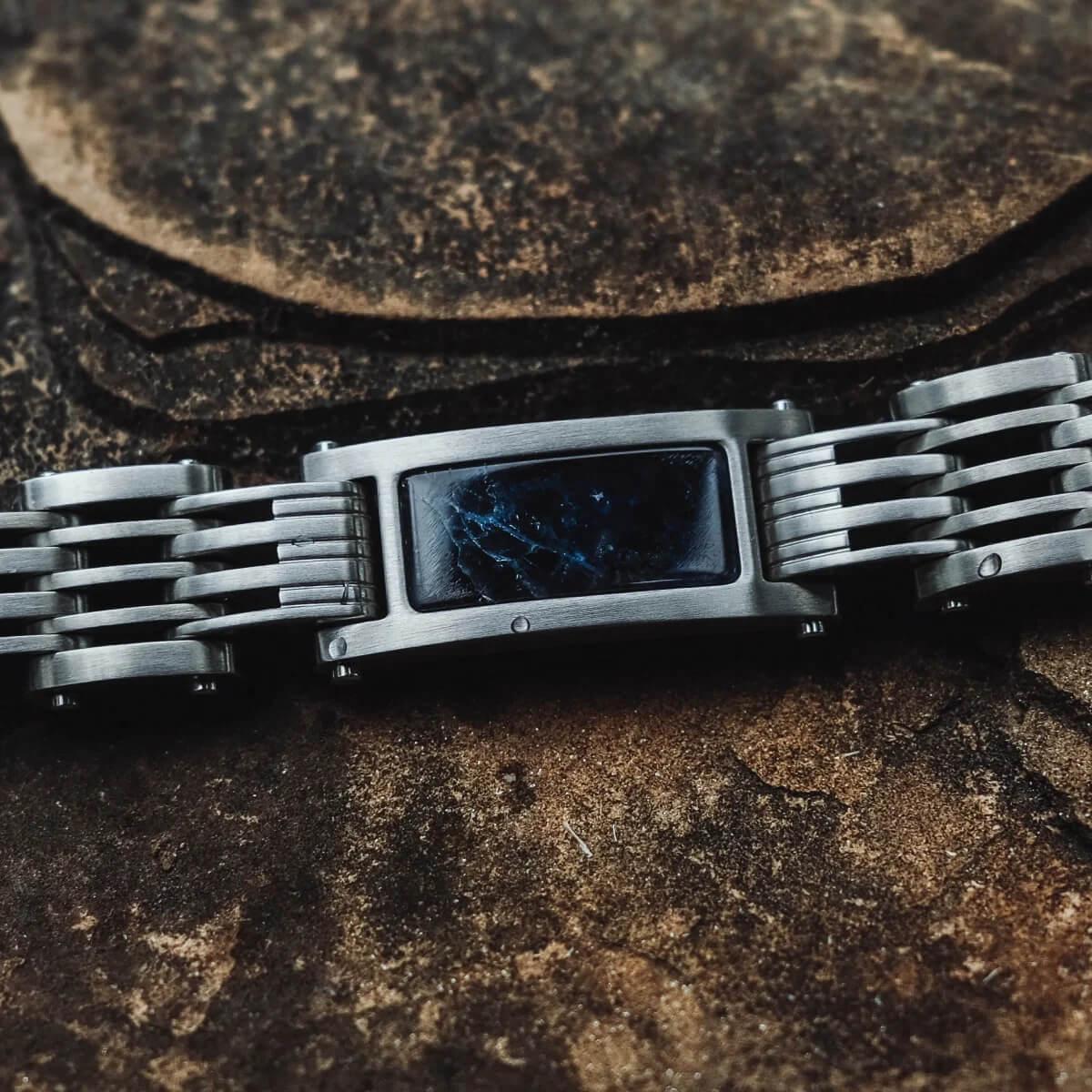 HOLZKERN | Bandlett Armband ADAGIO (Marmor Blau / Silber)