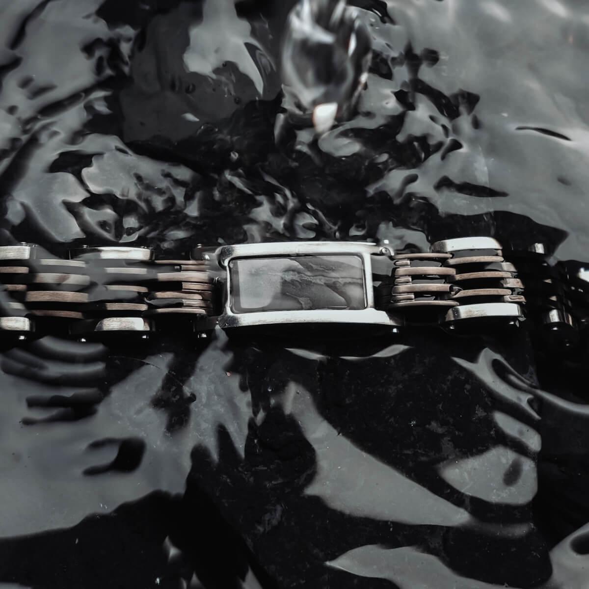 HOLZKERN | Bandlett Armband ADAGIO (Marmor Grau / Silber)