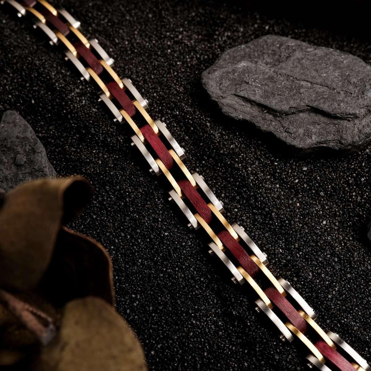 HOLZKERN | Bandlett Armband Allegro (Amaranthholz / Silber)
