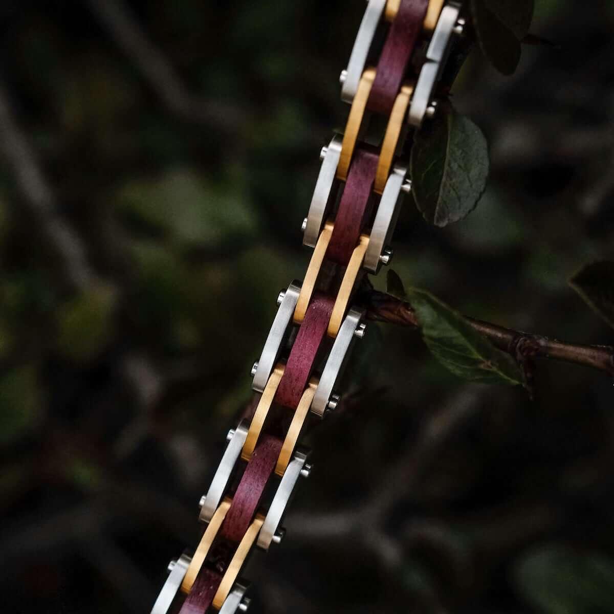 HOLZKERN | Bandlett Armband Allegro (Amaranthholz / Silber)