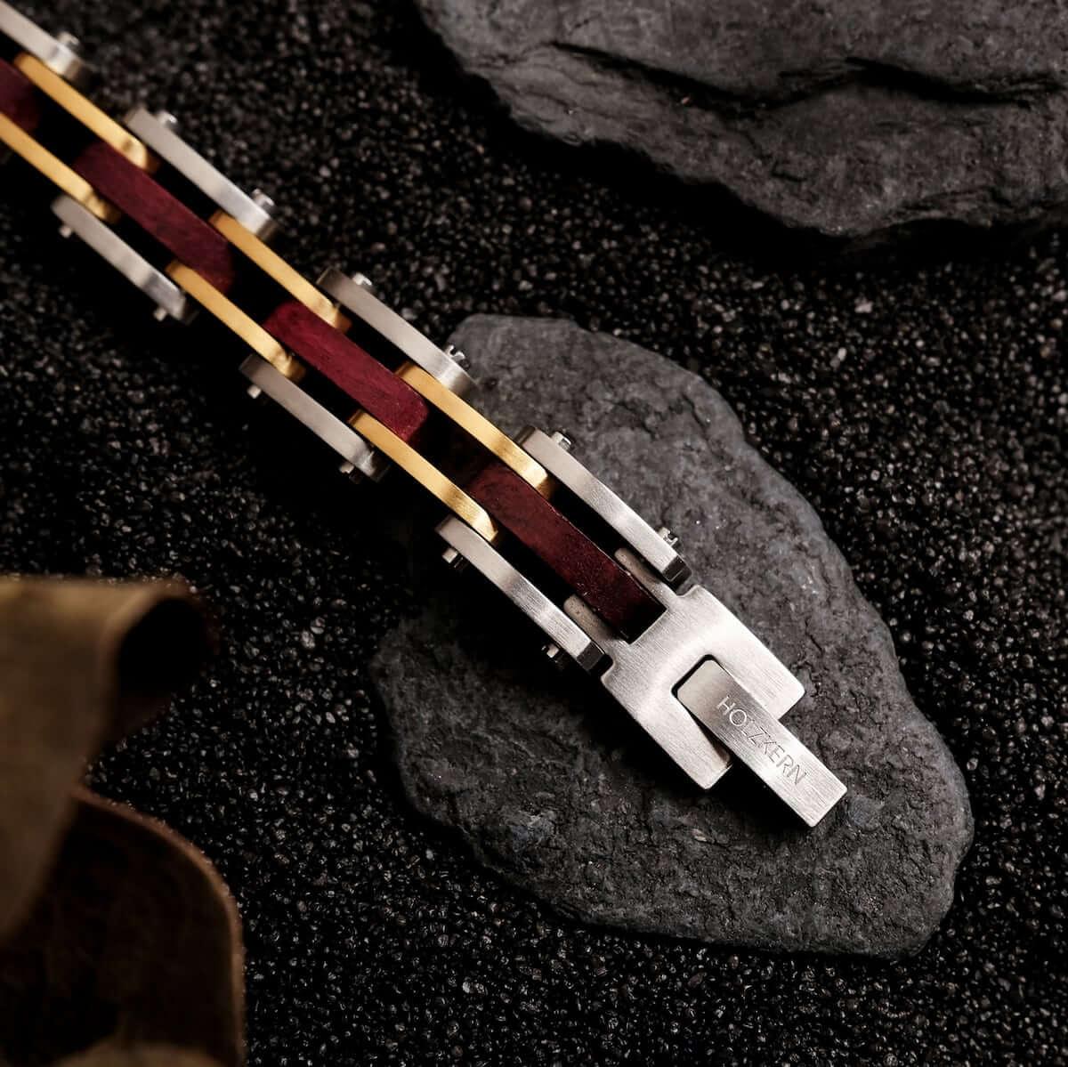 HOLZKERN | Bandlett Armband Allegro (Amaranthholz / Silber)