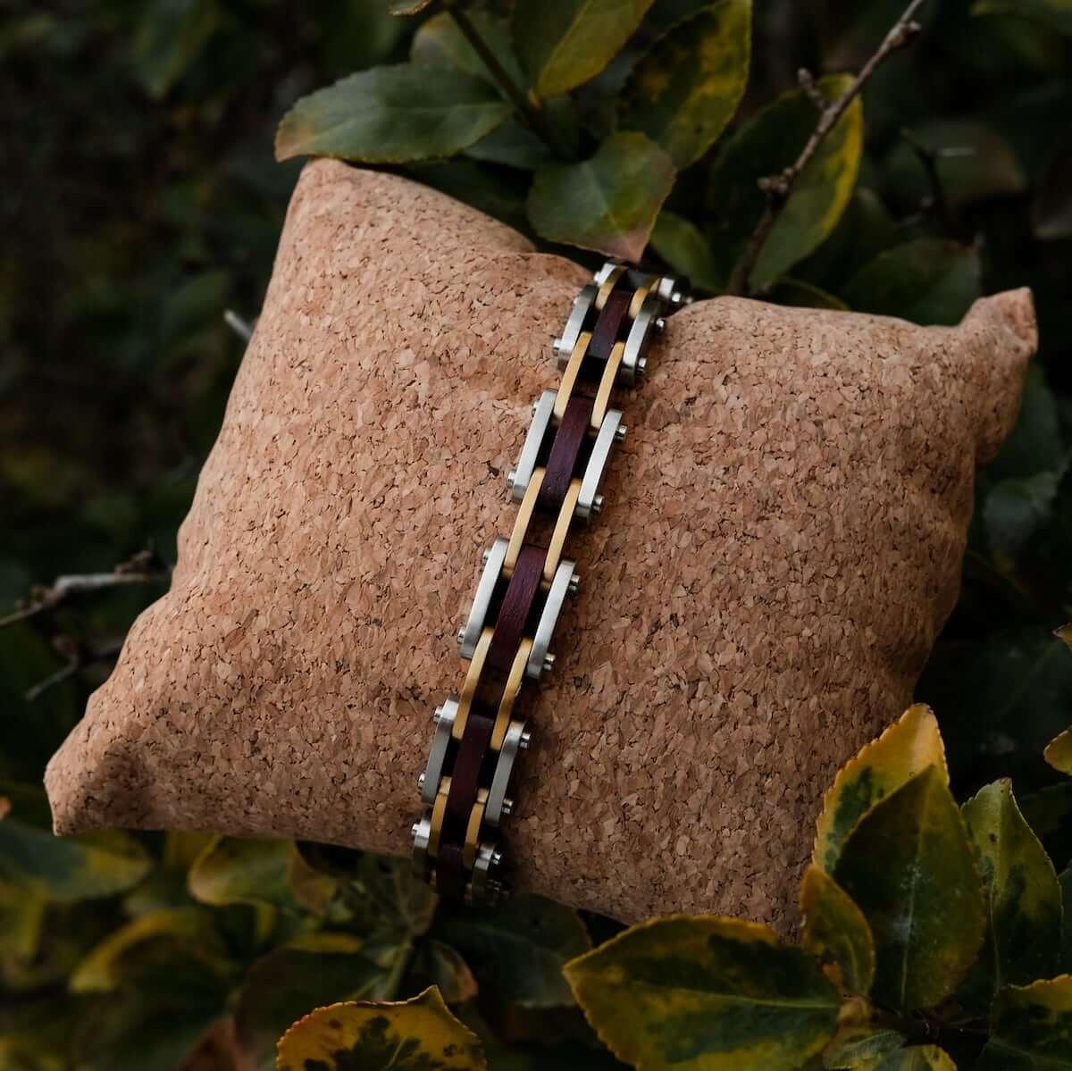 HOLZKERN | Bandlett Armband Allegro (Amaranthholz / Silber)