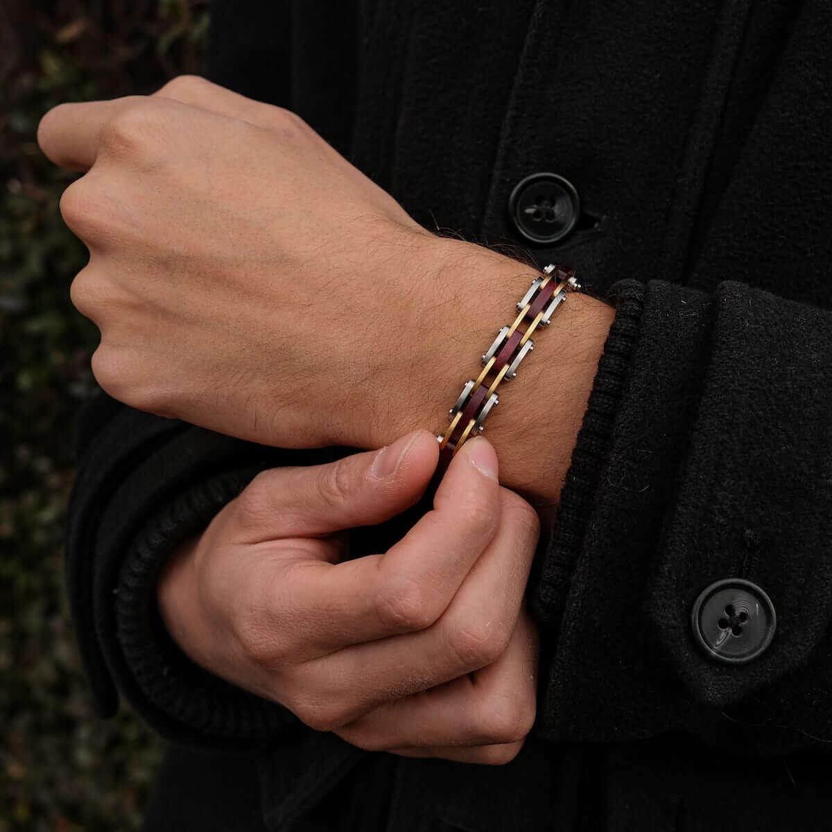HOLZKERN | Bandlett Armband Allegro (Amaranthholz / Silber)