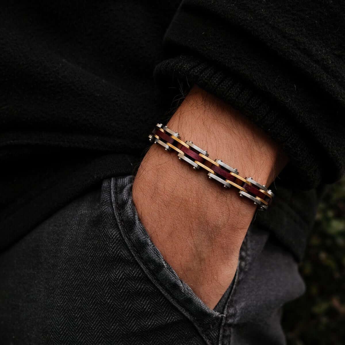 HOLZKERN | Bandlett Armband Allegro (Amaranthholz / Silber)