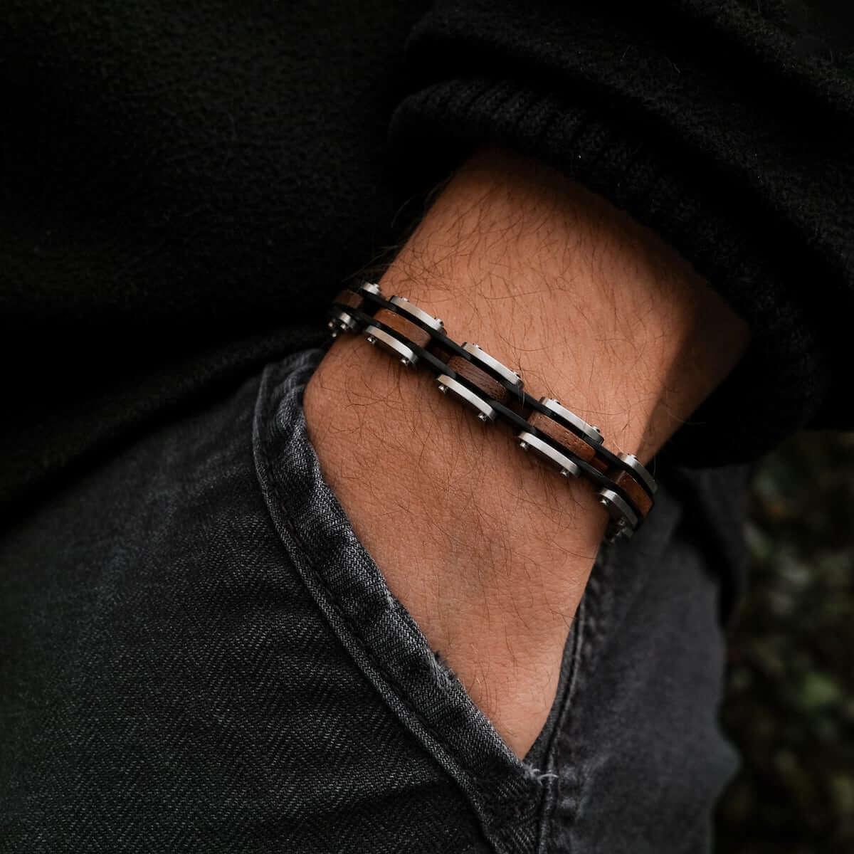 HOLZKERN | Bandlett Armband Allegro (Walnussholz / Silber)