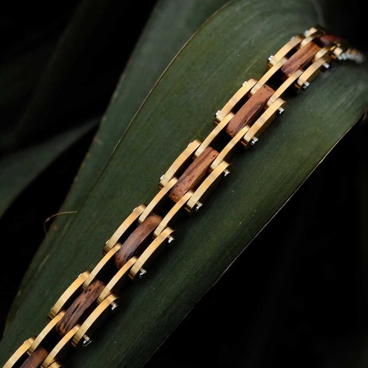 HOLZKERN | Bandlett Armband Allegro (Zebranoholz / Gold)