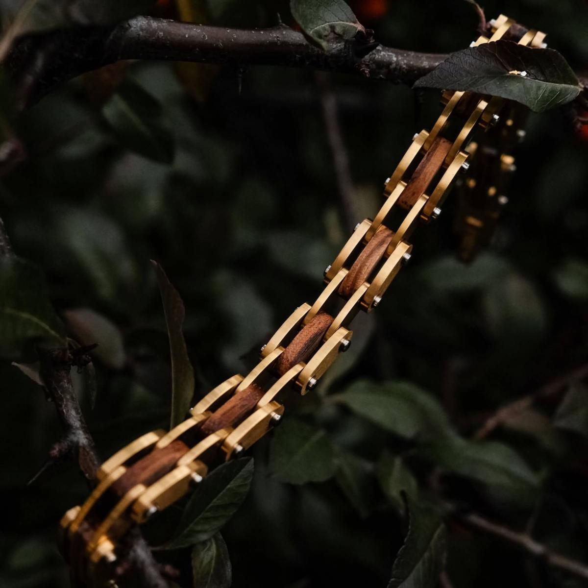 HOLZKERN | Bandlett Armband Allegro (Zebranoholz / Gold)