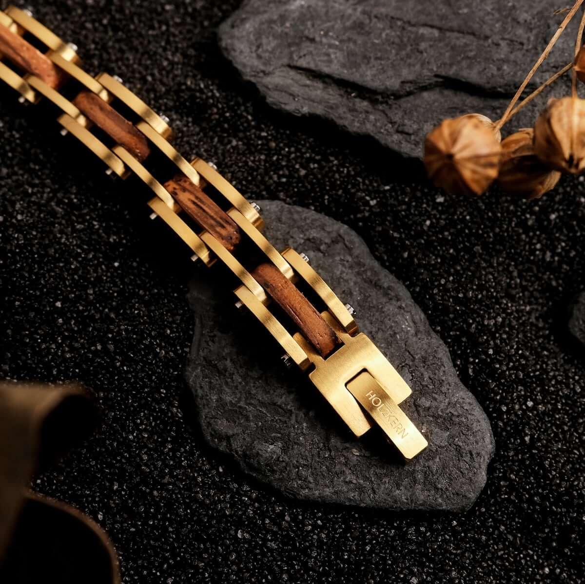 HOLZKERN | Bandlett Armband Allegro (Zebranoholz / Gold)