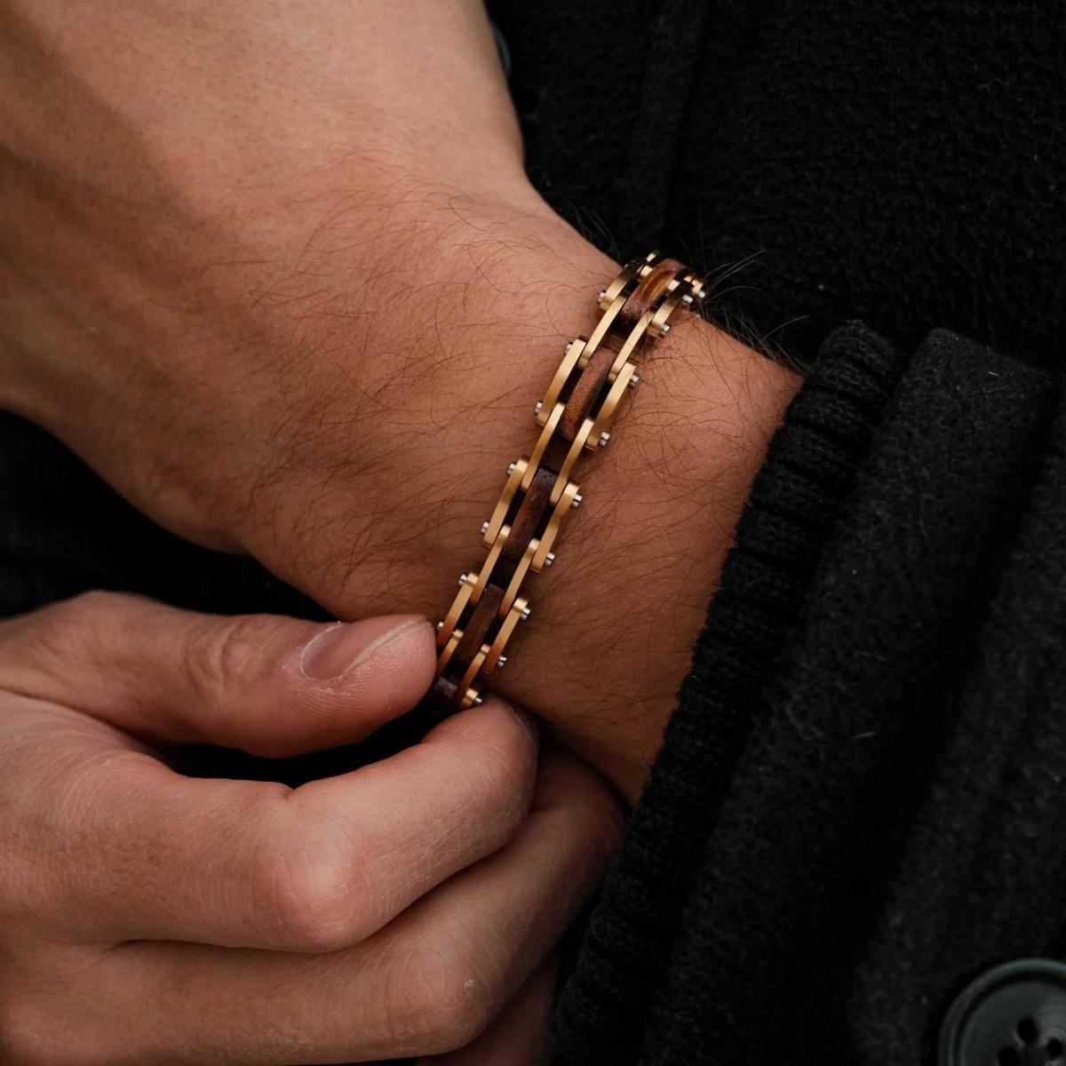 HOLZKERN | Bandlett Armband Allegro (Zebranoholz / Gold)