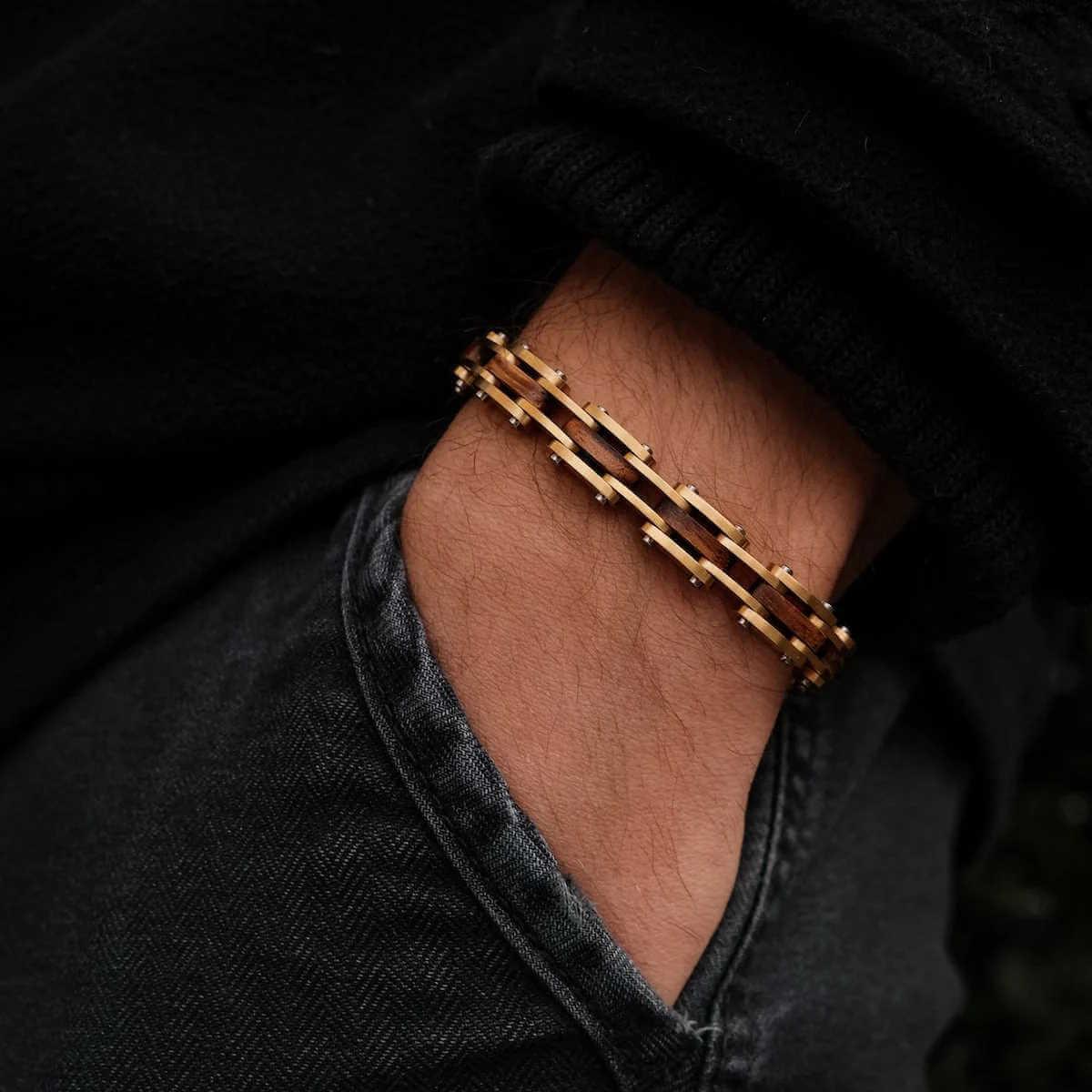HOLZKERN | Bandlett Armband Allegro (Zebranoholz / Gold)