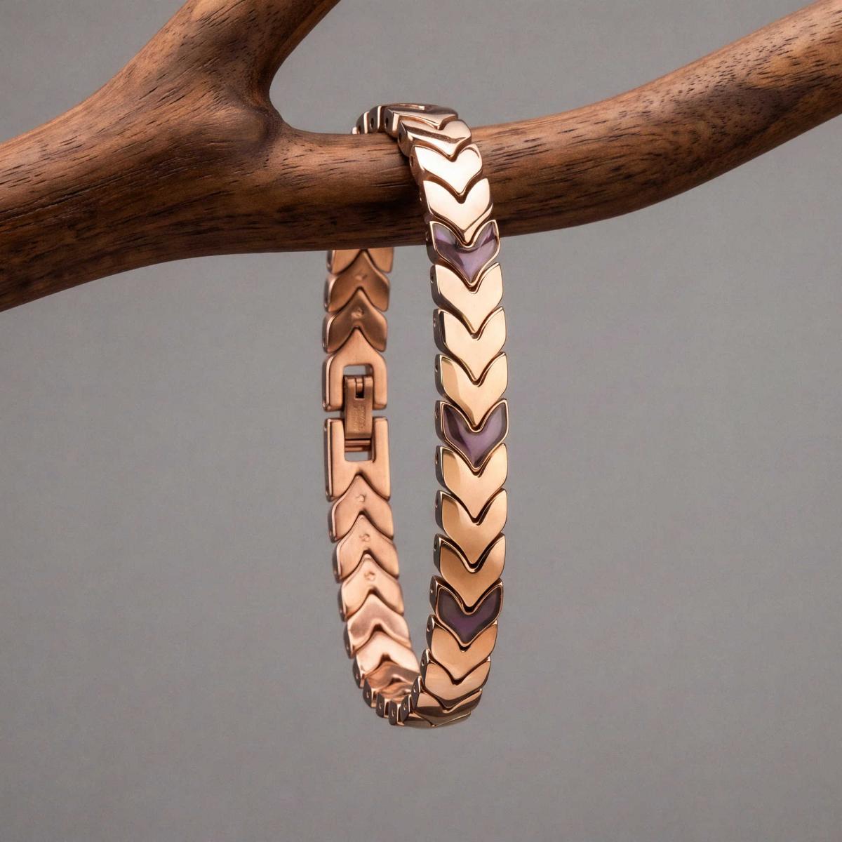 HOLZKERN | Armband Bandlett Alula (Amethyst / Roségold)