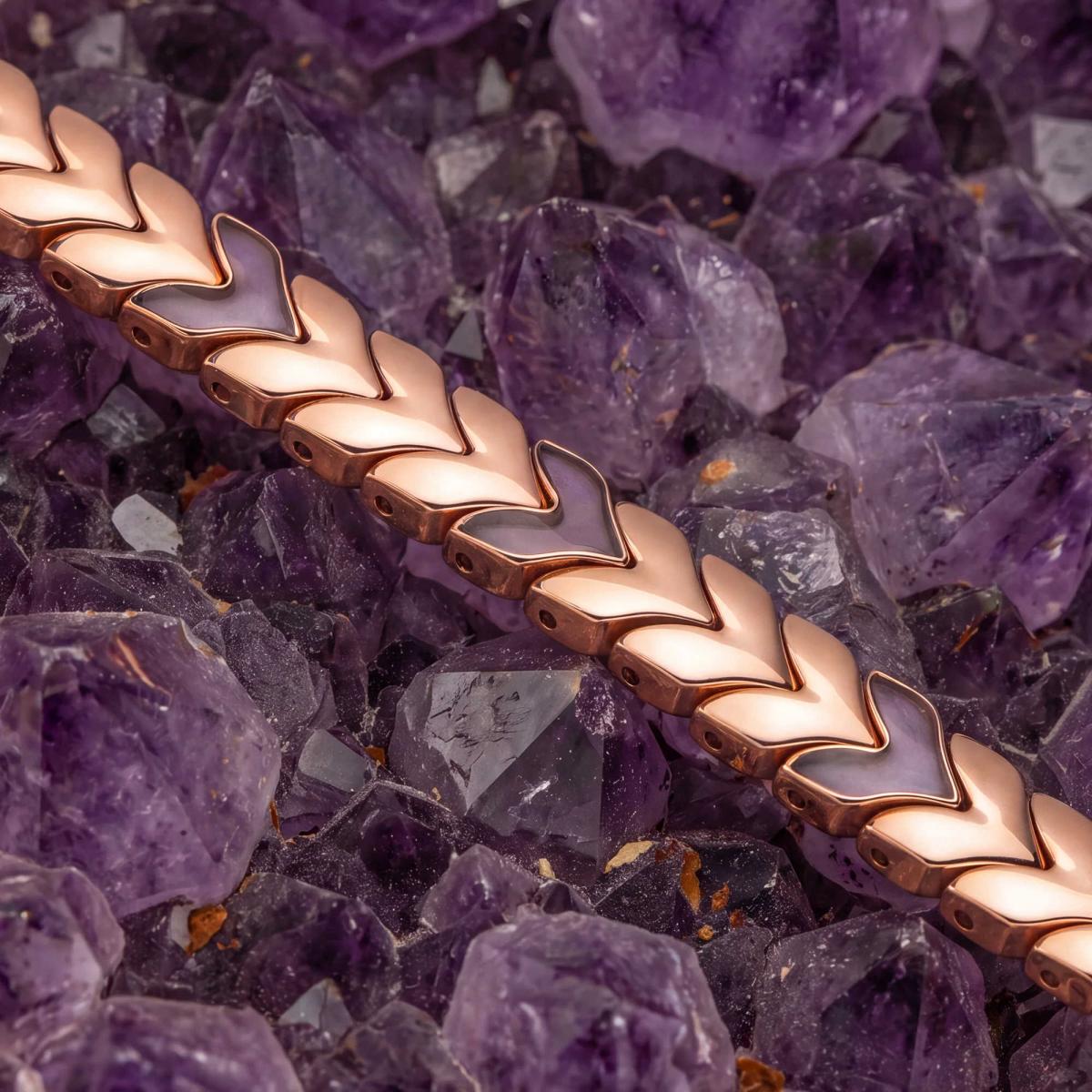 HOLZKERN | Armband Bandlett Alula (Amethyst / Roségold)