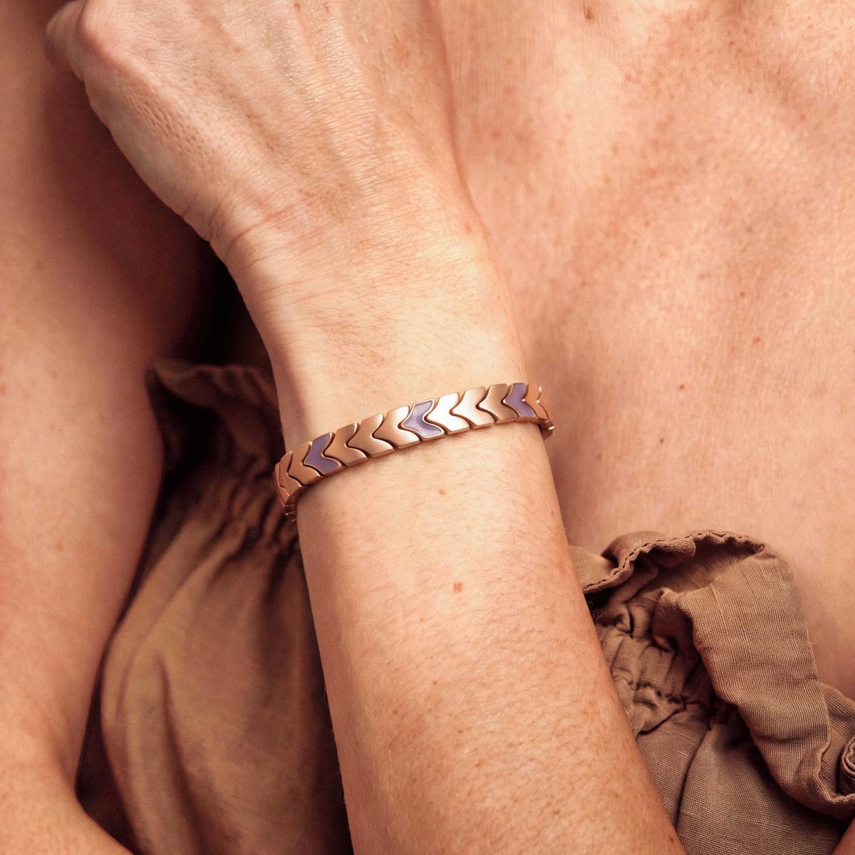 HOLZKERN | Armband Bandlett Alula (Amethyst / Roségold)