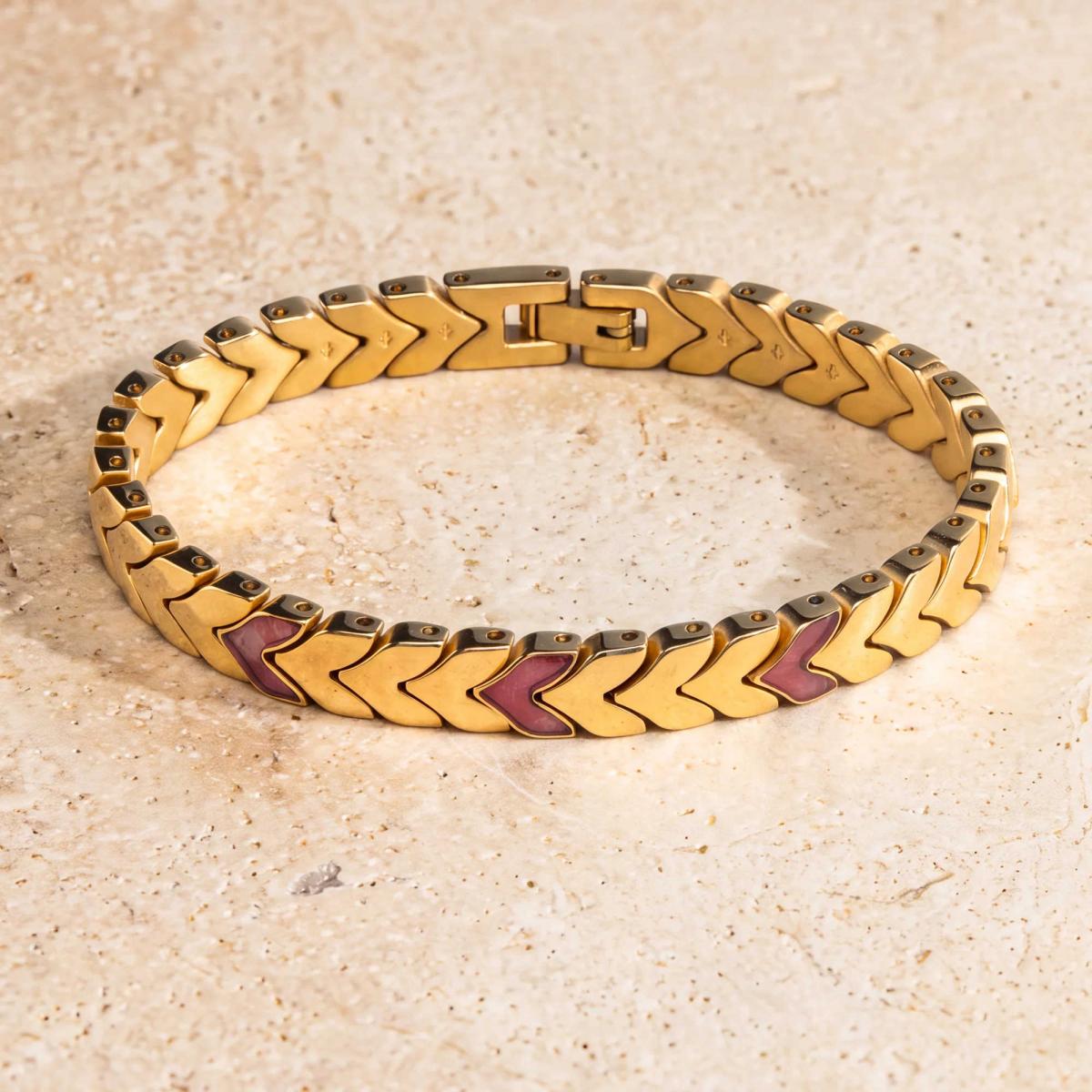 HOLZKERN | Armband Bandlett Alula (Granat / Gold)