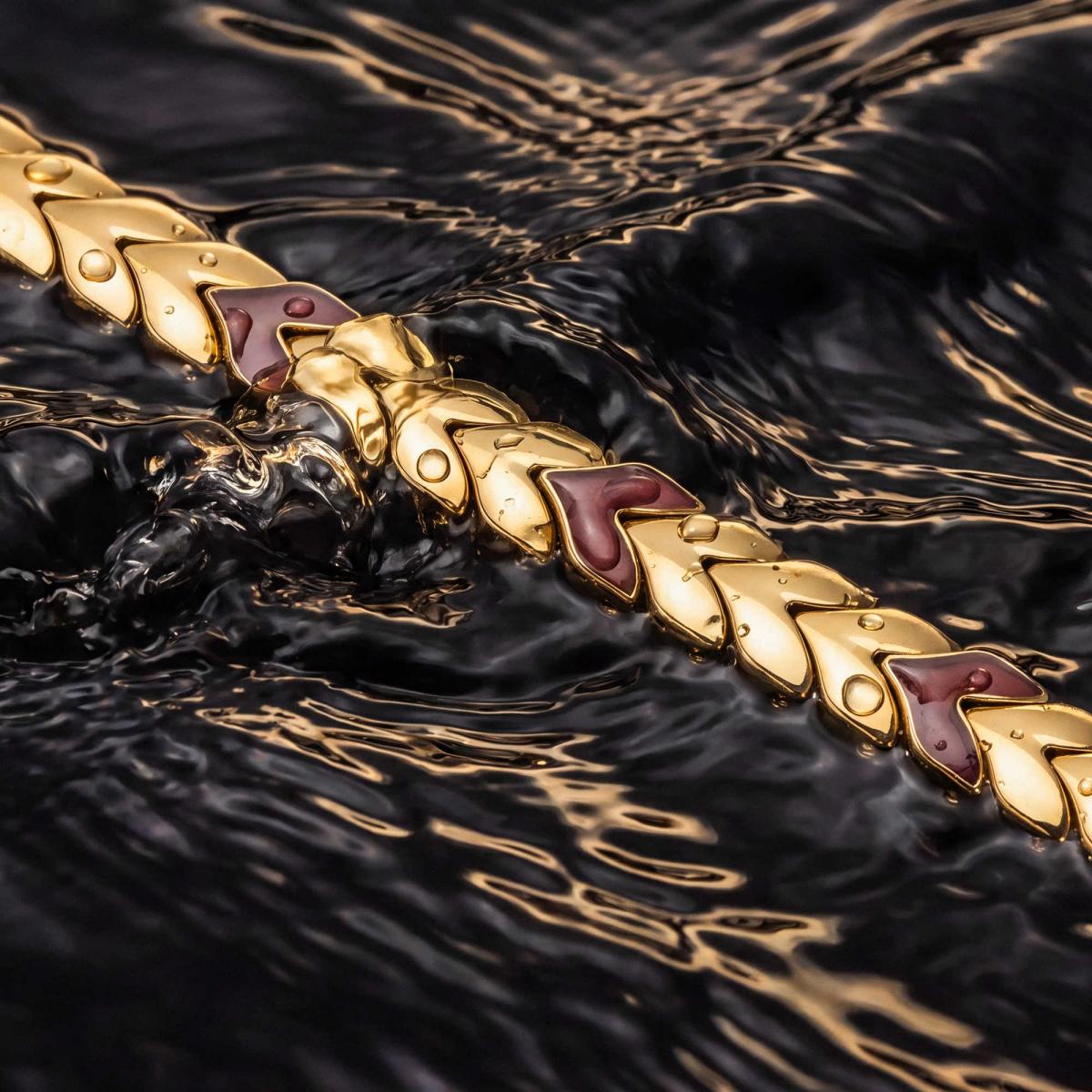 HOLZKERN | Armband Bandlett Alula (Granat / Gold)