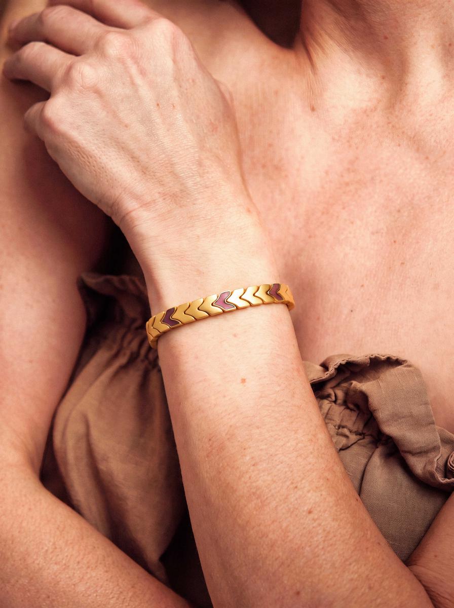 HOLZKERN | Armband Bandlett Alula (Granat / Gold)