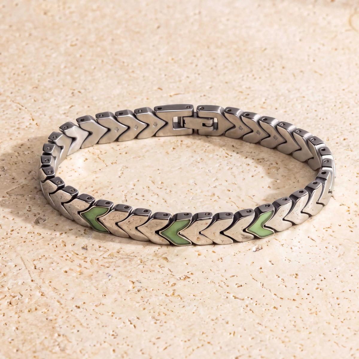 HOLZKERN | Armband Bandlett Alula (Prehnit / Silber)