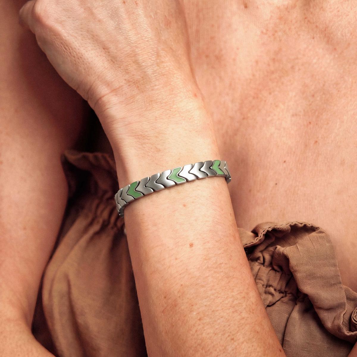HOLZKERN | Armband Bandlett Alula (Prehnit / Silber)