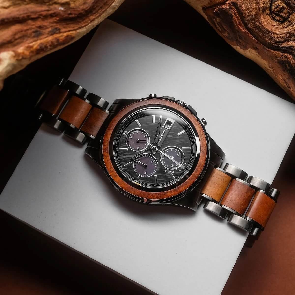 HOLZKERN | Angkor Sundown Herren Solar Chronograph