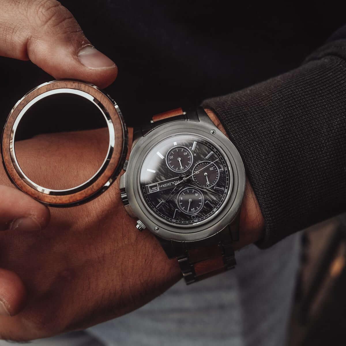 HOLZKERN | Angkor Sundown Herren Solar Chronograph