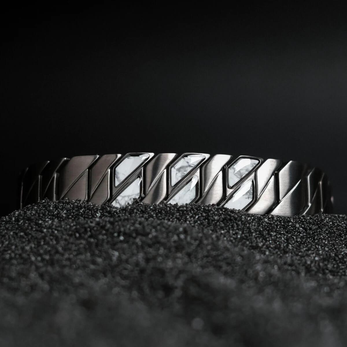 HOLZKERN | Armband Bandlett Bariton (Howlith / Dunkelgrau))