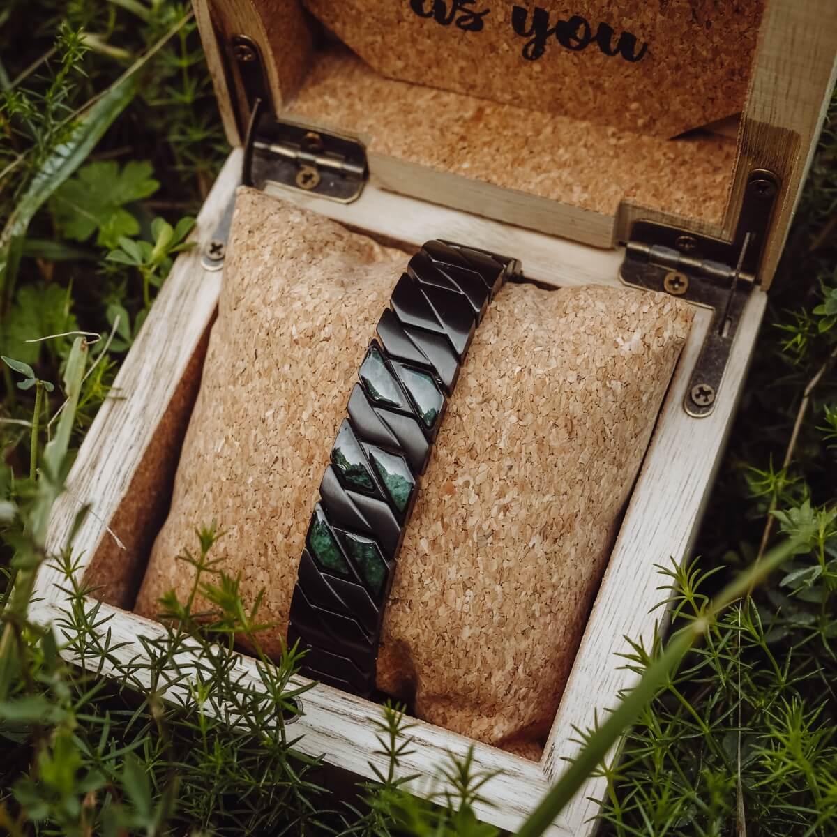 HOLZKERN | Armband Bandlett Bariton (Marmor / Schwarz)
