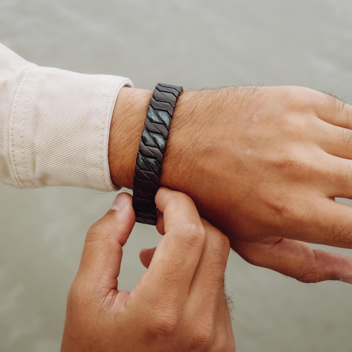 HOLZKERN | Armband Bandlett Bariton (Marmor / Schwarz)