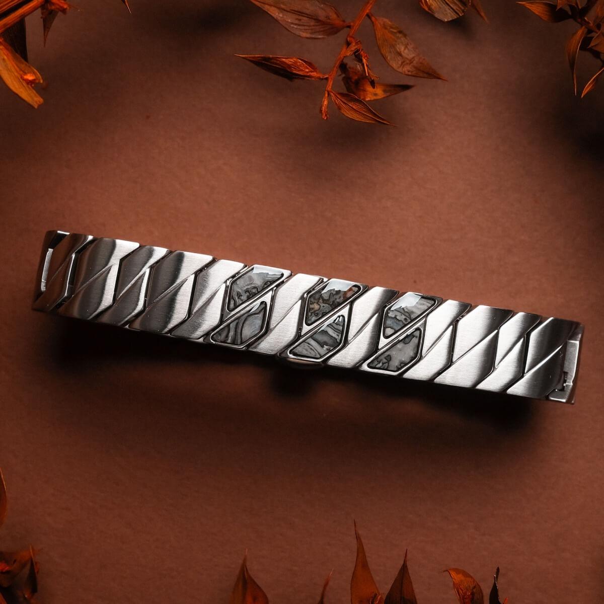 HOLZKERN | Armband Bandlett Bariton (Marmor / Silber)