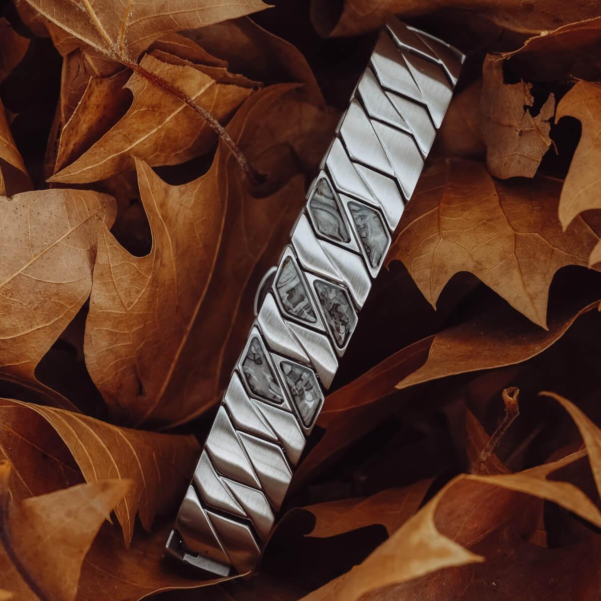 HOLZKERN | Armband Bandlett Bariton (Marmor / Silber)